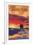 Cruise Grand Turk - Lithography Style-Lantern Press-Framed Art Print