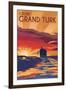 Cruise Grand Turk - Lithography Style-Lantern Press-Framed Art Print