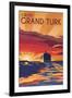 Cruise Grand Turk - Lithography Style-Lantern Press-Framed Art Print