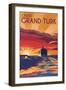 Cruise Grand Turk - Lithography Style-Lantern Press-Framed Art Print