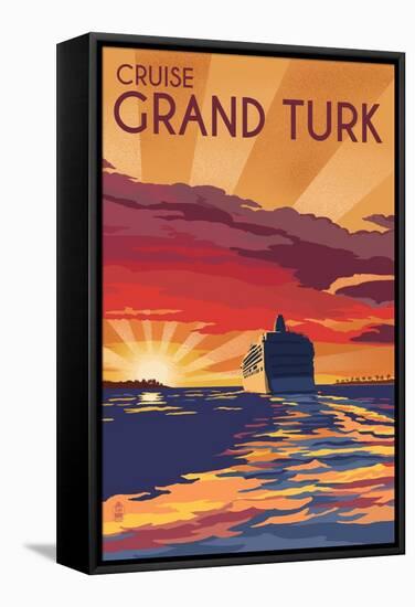 Cruise Grand Turk - Lithography Style-Lantern Press-Framed Stretched Canvas