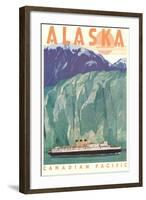 Cruise Liner by Alaskan Glacier-null-Framed Art Print