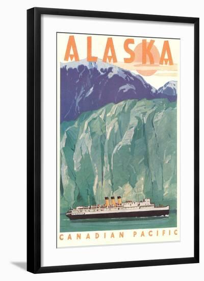 Cruise Liner by Alaskan Glacier-null-Framed Art Print