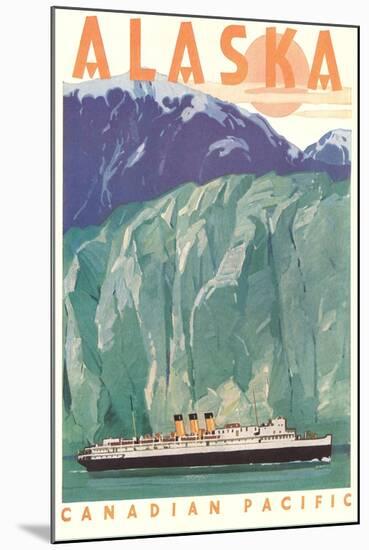 Cruise Liner by Alaskan Glacier-null-Mounted Art Print