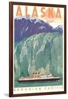 Cruise Liner by Alaskan Glacier-null-Framed Art Print