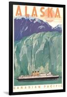 Cruise Liner by Alaskan Glacier-null-Framed Art Print