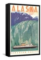 Cruise Liner by Alaskan Glacier-null-Framed Stretched Canvas