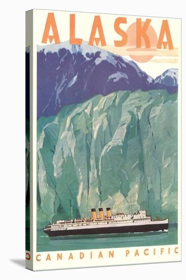 Cruise Liner by Alaskan Glacier-null-Stretched Canvas