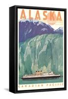 Cruise Liner by Alaskan Glacier-null-Framed Stretched Canvas