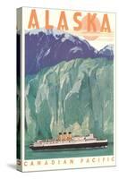 Cruise Liner by Alaskan Glacier-null-Stretched Canvas