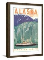 Cruise Liner by Alaskan Glacier-null-Framed Art Print