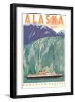 Cruise Liner by Alaskan Glacier-null-Framed Art Print