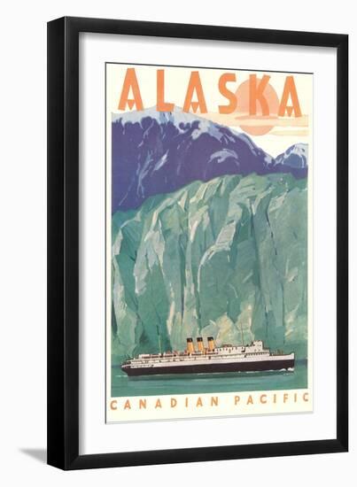 Cruise Liner by Alaskan Glacier-null-Framed Art Print