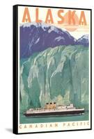 Cruise Liner by Alaskan Glacier-null-Framed Stretched Canvas