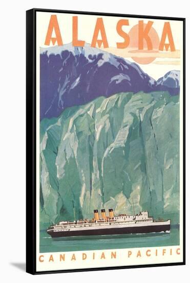 Cruise Liner by Alaskan Glacier-null-Framed Stretched Canvas