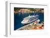 Cruise Liner in Kotor Bay near the Old City. Top View from the Mountain-RossHelen-Framed Photographic Print