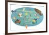 Cruise Map of the South Pacific-null-Framed Art Print