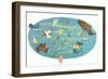 Cruise Map of the South Pacific-null-Framed Art Print