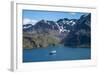 Cruise ship anchoring in the bay of Godthul, South Georgia, Antarctica, Polar Regions-Michael Runkel-Framed Photographic Print