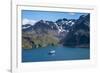 Cruise ship anchoring in the bay of Godthul, South Georgia, Antarctica, Polar Regions-Michael Runkel-Framed Photographic Print