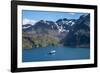 Cruise ship anchoring in the bay of Godthul, South Georgia, Antarctica, Polar Regions-Michael Runkel-Framed Photographic Print