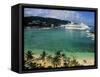 Cruise Ship and Turtle Beach, Ocho Rios, Jamaica-Doug Pearson-Framed Stretched Canvas