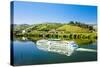 Cruise Ship at Peso Da Regua, Douro Valley, Portugal-phbcz-Stretched Canvas