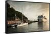 Cruise ship at port, Kingstown, Saint Vincent Island, Saint Vincent And The Grenadines-null-Framed Stretched Canvas