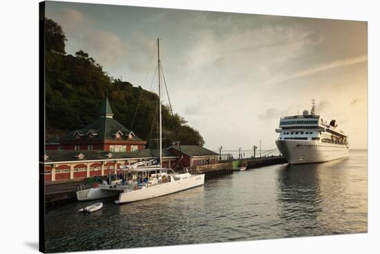 Cruise ship at port, Kingstown, Saint Vincent Island, Saint Vincent And The Grenadines-null-Stretched Canvas