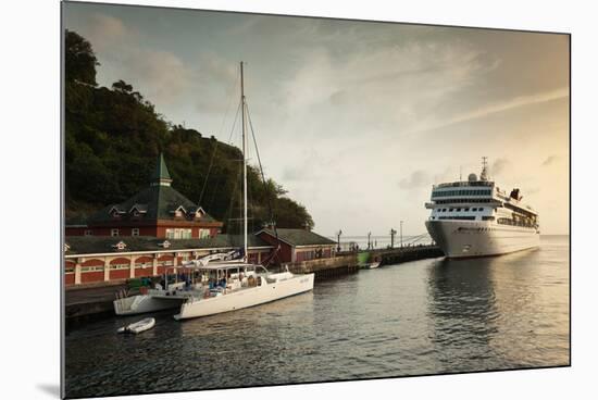 Cruise ship at port, Kingstown, Saint Vincent Island, Saint Vincent And The Grenadines-null-Mounted Photographic Print