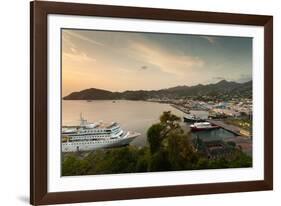 Cruise ship at port, Kingstown, Saint Vincent Island, Saint Vincent And The Grenadines-null-Framed Photographic Print