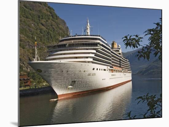 Cruise Ship Berthed at Flaams, Fjordland, Norway, Scandinavia, Europe-James Emmerson-Mounted Photographic Print