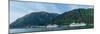 Cruise ship docked at a port with mountain the background, Juneau, Southeast Alaska, Alaska, USA-null-Mounted Photographic Print