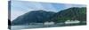 Cruise ship docked at a port with mountain the background, Juneau, Southeast Alaska, Alaska, USA-null-Stretched Canvas