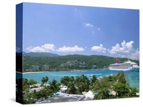 Cruise Ship Docked at Ocho Rios Bay, Ocho Rios, Jamaica, West Indies, Central America-Sergio Pitamitz-Stretched Canvas