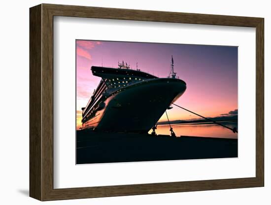 Cruise Ship Docked in Ushuaia at Sunrise-Neale Cousland-Framed Photographic Print