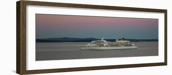 Cruise ship in Atlantic ocean, Bar Harbor, Mount Desert Island, Hancock County, Maine, USA-null-Framed Photographic Print