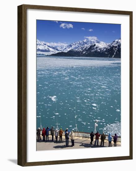 Cruise Ship Near Hubbard Glacier, Yakutat Bay, Gulf of Alaska, Southeast Alaska, USA-Richard Cummins-Framed Photographic Print