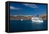 Cruise Ship near Island of Santorini Greece-Netfalls-Framed Stretched Canvas