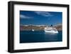 Cruise Ship near Island of Santorini Greece-Netfalls-Framed Photographic Print