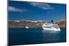 Cruise Ship near Island of Santorini Greece-Netfalls-Mounted Photographic Print