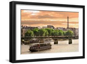 Cruise Ship On The Seine River In Paris, France-rglinsky-Framed Art Print