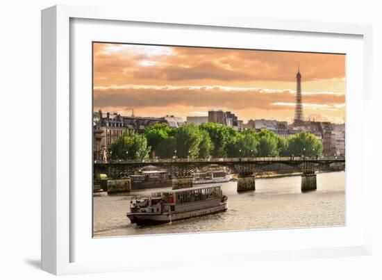 Cruise Ship On The Seine River In Paris, France-rglinsky-Framed Art Print