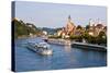 Cruise Ship Passing on the River Danube, Passau, Bavaria, Germany, Europe-Michael Runkel-Stretched Canvas