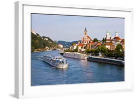 Cruise Ship Passing on the River Danube, Passau, Bavaria, Germany, Europe-Michael Runkel-Framed Photographic Print