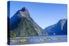 Cruise Ship Passing Through Milford Sound, Fiordland National Park, South Island-Michael Runkel-Stretched Canvas