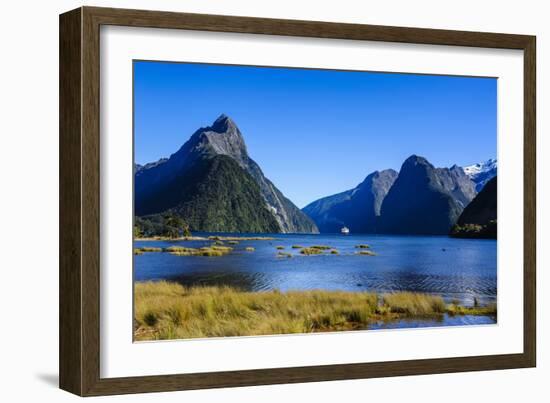 Cruise Ship Passing Through Milford Sound-Michael-Framed Photographic Print