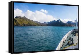 Cruise ship shipping to Ocean Harbour, South Georgia, Antarctica, Polar Regions-Michael Runkel-Framed Stretched Canvas