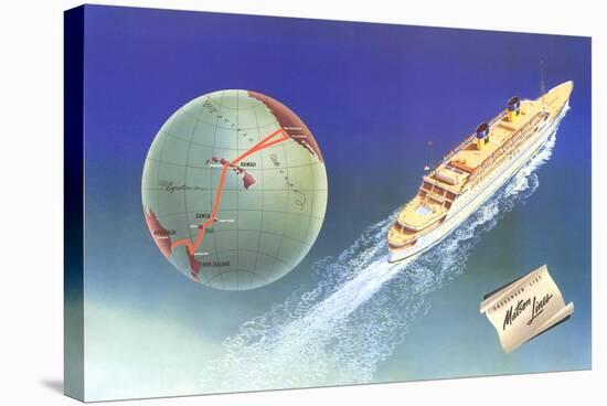 Cruise Ship with Routes on Globe, Matson Line-null-Stretched Canvas