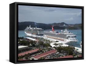 Cruise Ships. Charlotte Amalie, St. Thomas, U.S. Virgin Islands, West Indies, Caribbean-Angelo Cavalli-Framed Stretched Canvas